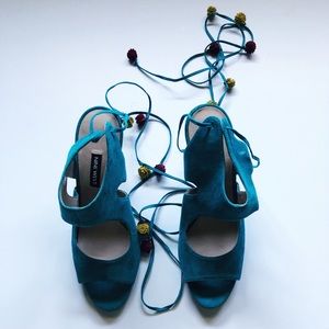 NWOT Nine West peep toe lace up heels